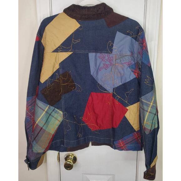 Womens Vtg Stonebridge 90s Embroidered Patchwork Denim Full Zip Jacket Sz XL - Picture 4 of 8